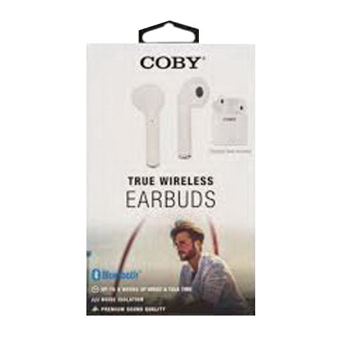 Coby True Wireless Earbuds, White, 1 Ea